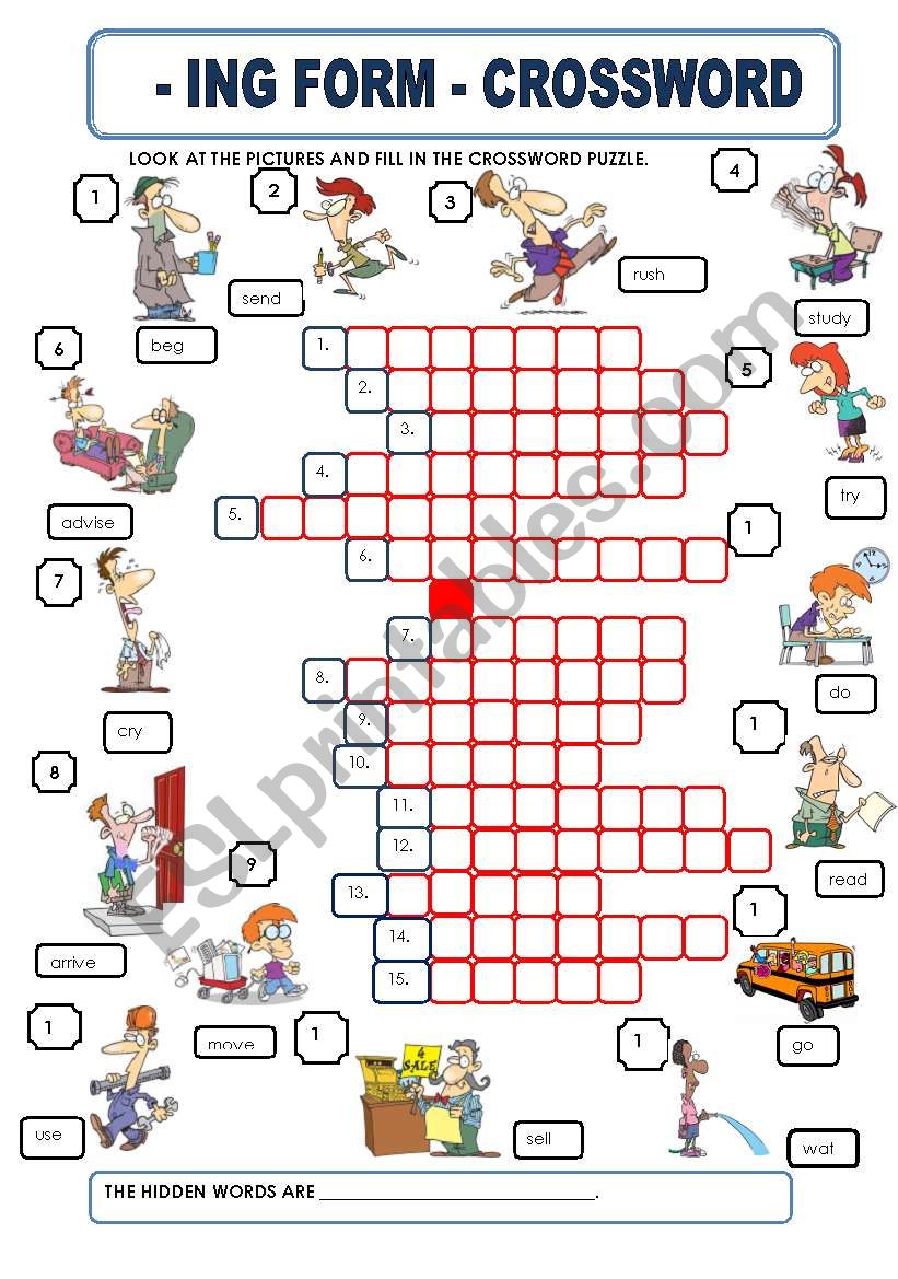 - ING FORM - CROSSWORD worksheet