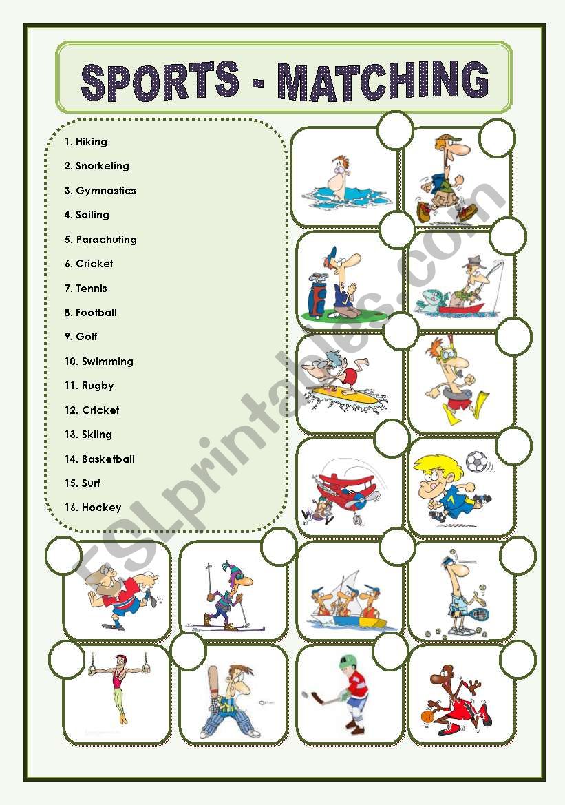 SPORTS - MATCHING worksheet