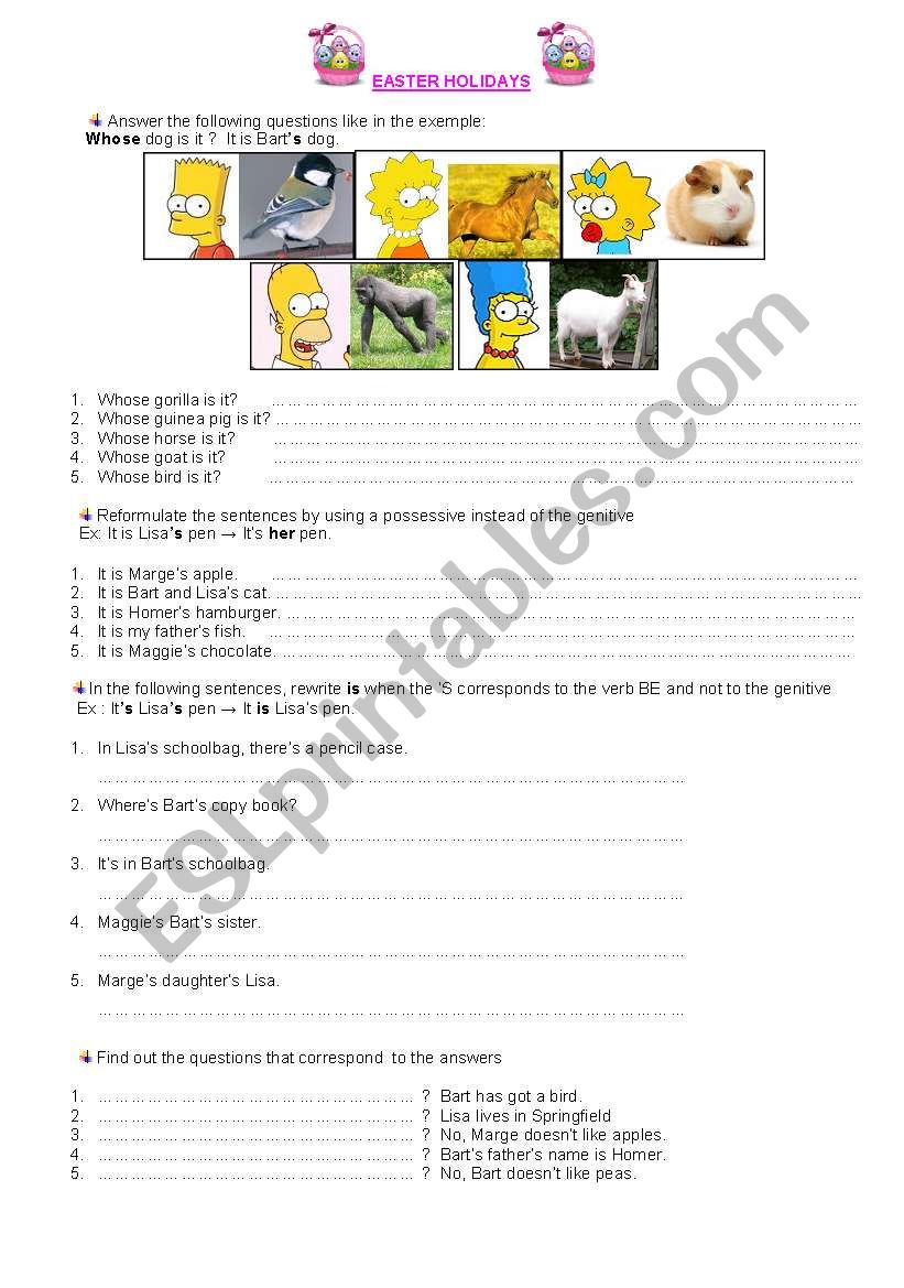 worksheet on the genitives worksheet