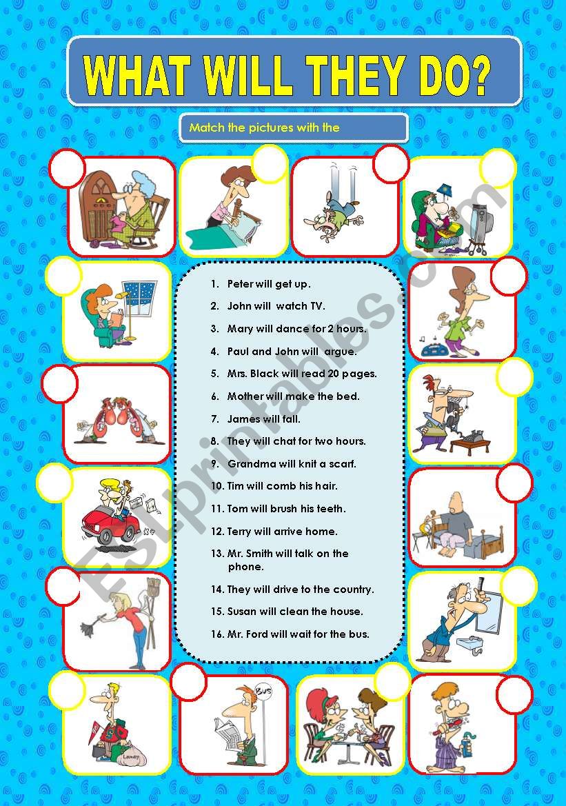WHAT WILL THEY DO? - MATCHING worksheet