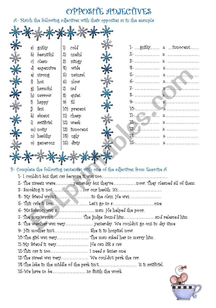 Opposite Adjectives worksheet