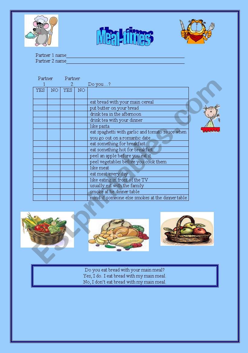 EATING HABITS worksheet