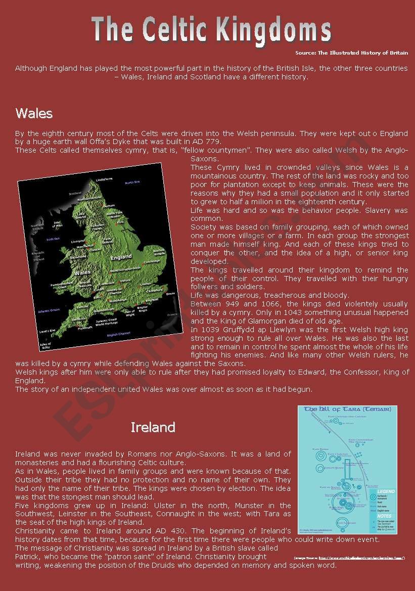 THE CELTIC KINGDOM worksheet