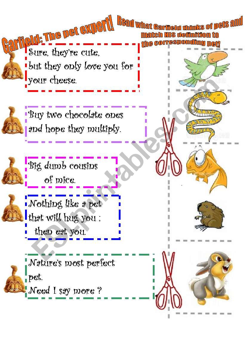 Garfield:the pet expert worksheet