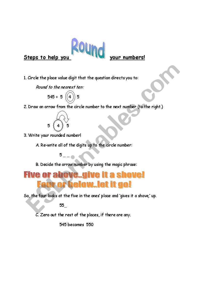 Step to Follow When Rounding worksheet