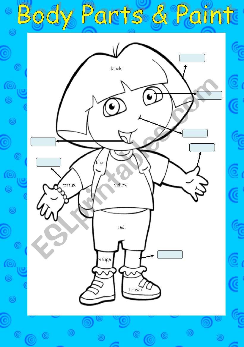 BODY PARTS AND COLORING worksheet