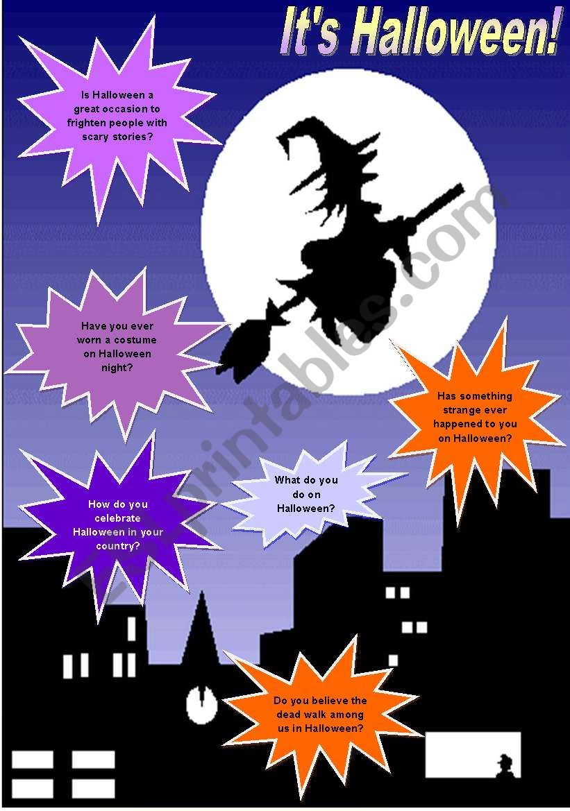 Its Halloween! - Conversation, vocabulary & reading comprehension - 3 pages - fully editable