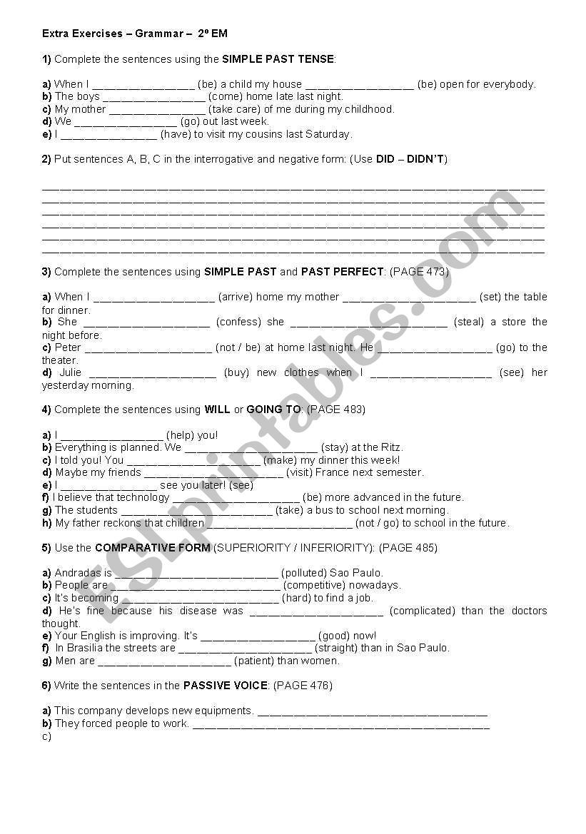 Past Perfect and Simple Past Worksheet