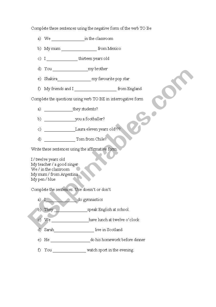 PRESEN SIMPLE worksheet