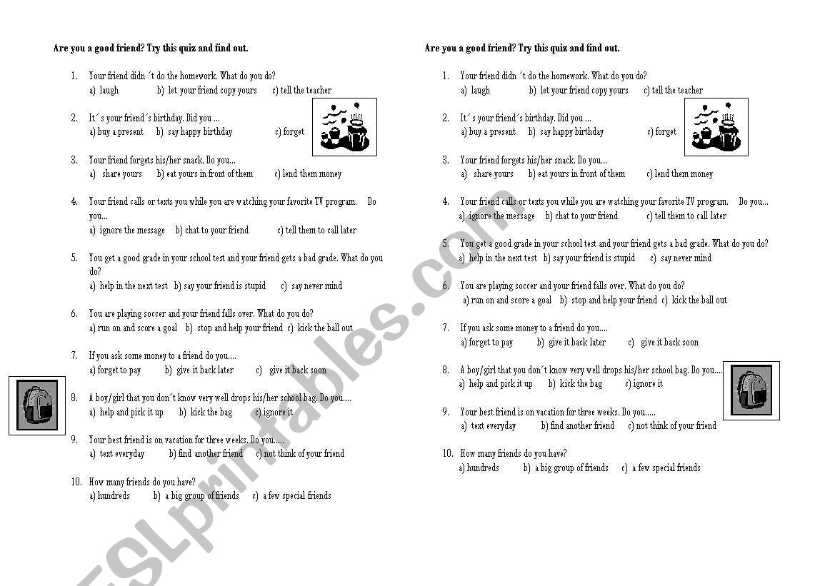 Are you a good friend? worksheet