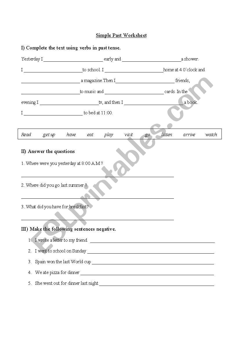 Past Simple worksheet