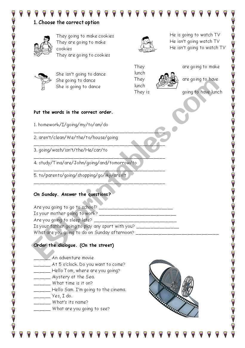 Going to for kids worksheet