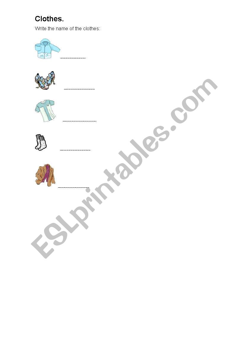 clothes worksheet