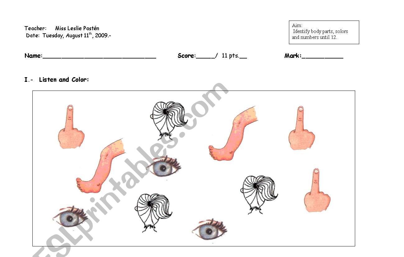 Kindergarden Test worksheet