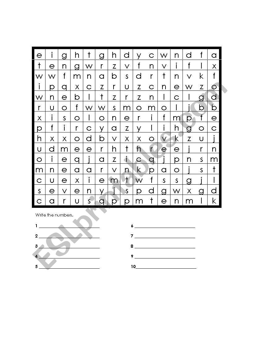 Numbers 1-10 worksheet