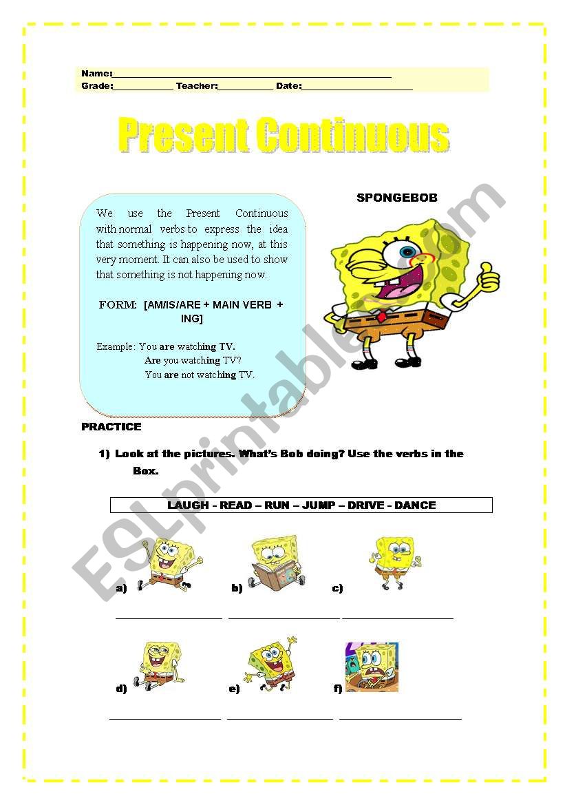 Present Continuous - Spongebob