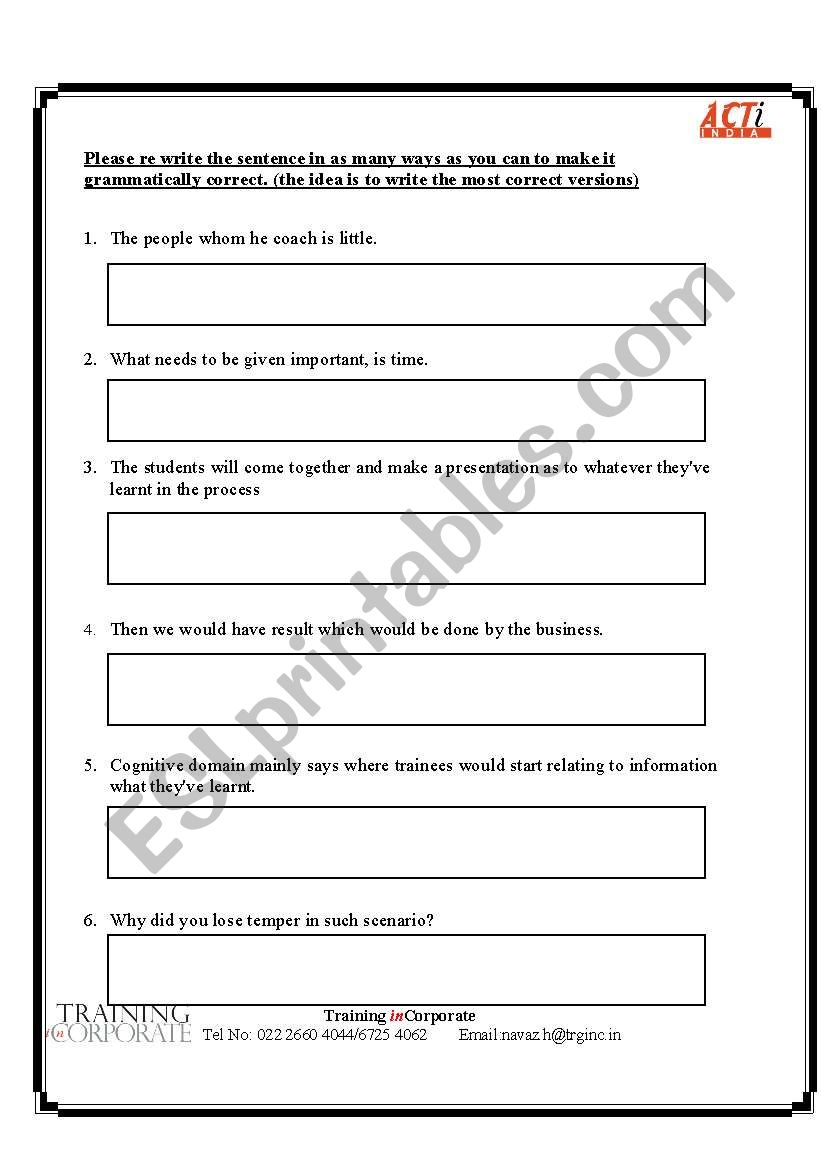 Grammar Test Advanced worksheet