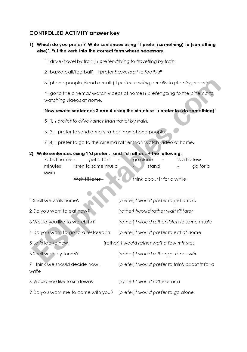 expressing preferences worksheet