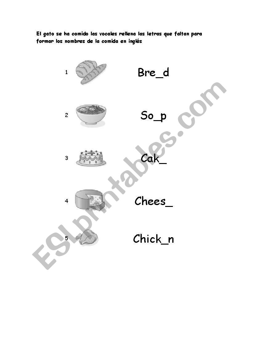 Food worksheet