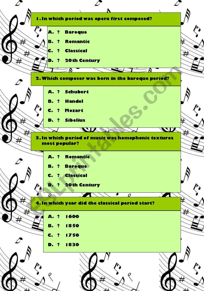 Music Quiz worksheet