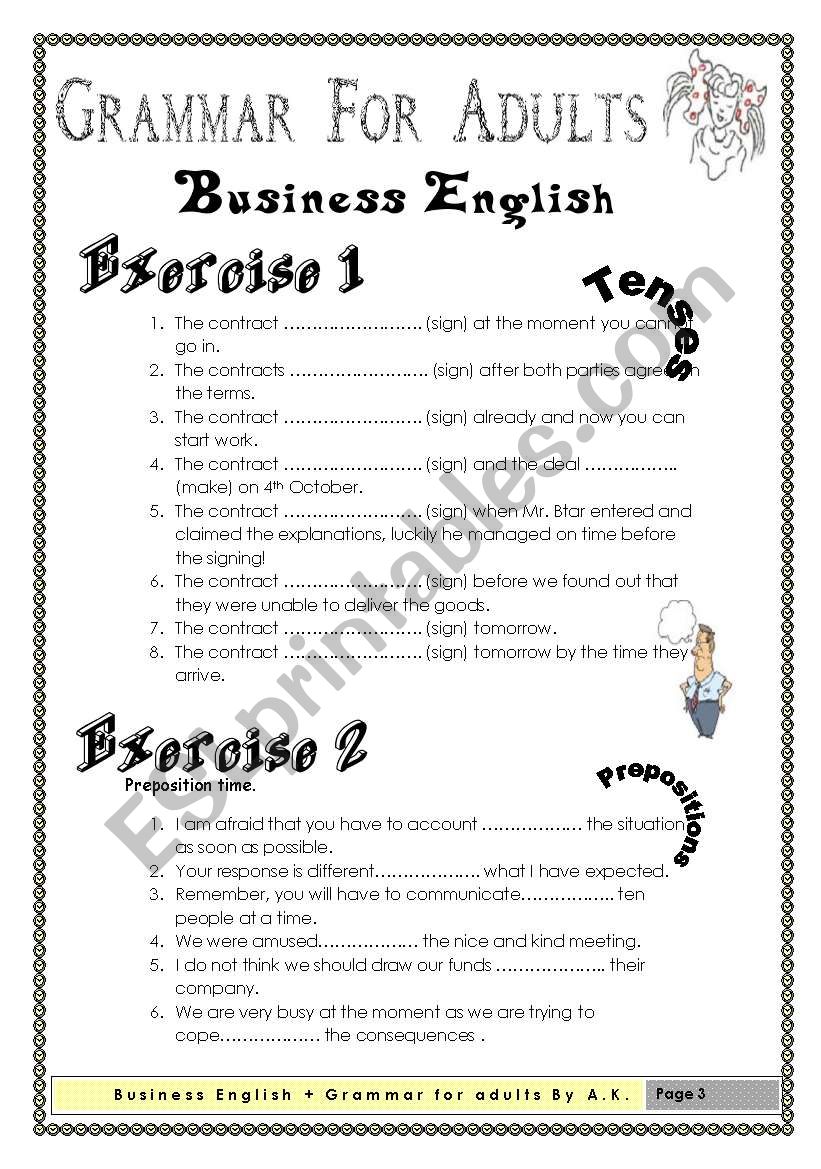 Grammar For Adults Business English ESL Worksheet By Allakoalla