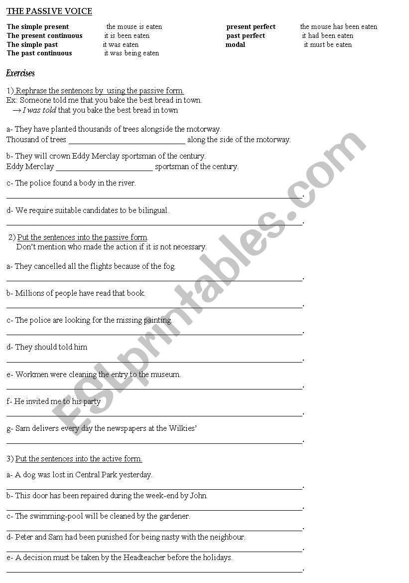 passive voice worksheet