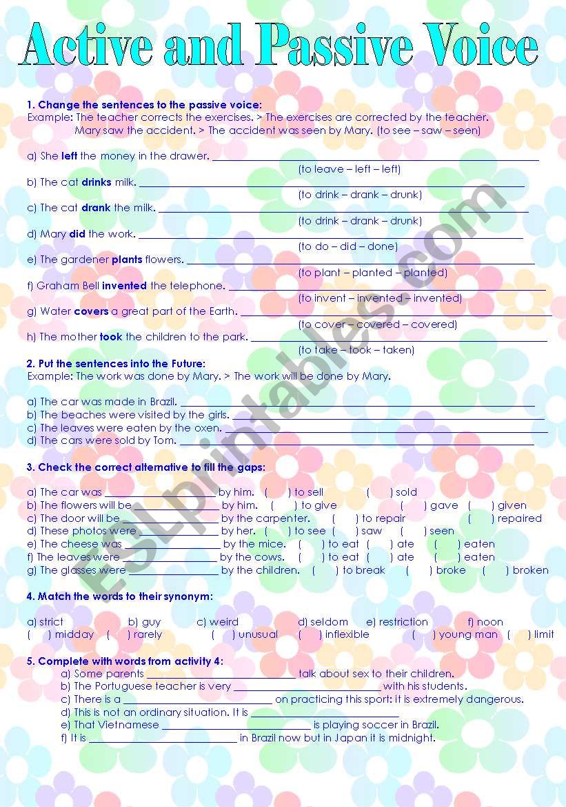 Active and Passive Voice worksheet