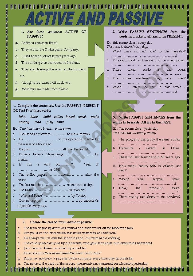 Active and Passive worksheet