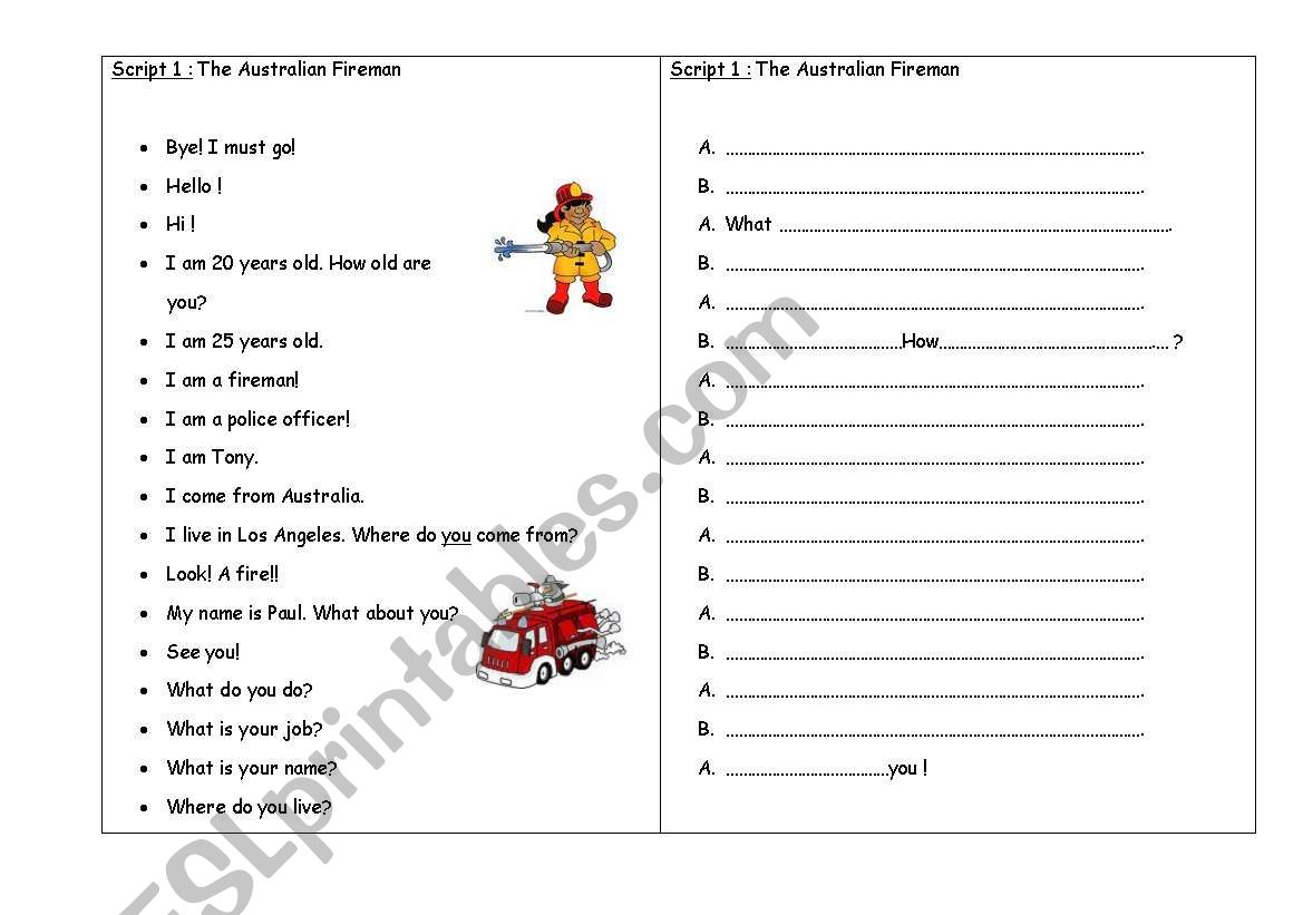 Role Play Meeting someone new worksheet