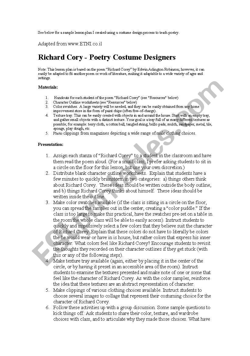 Rochard Cory- creative lesson plan