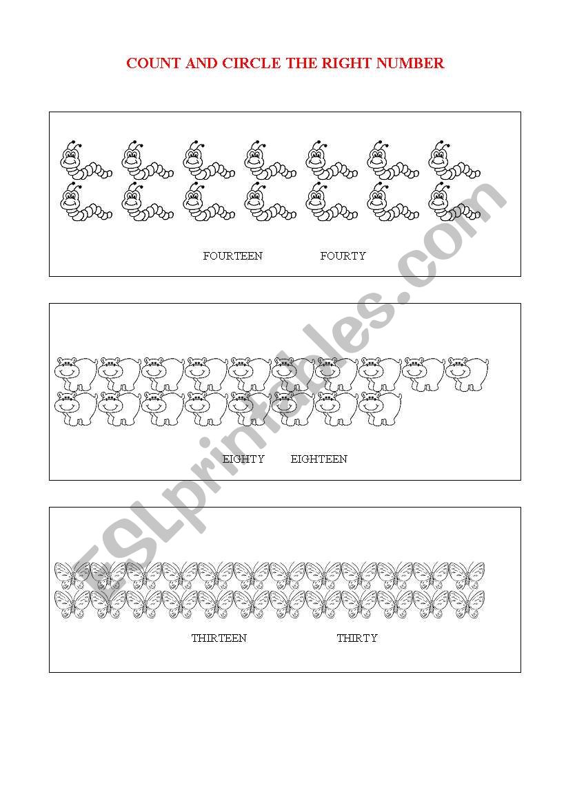 cuont and circle the right number