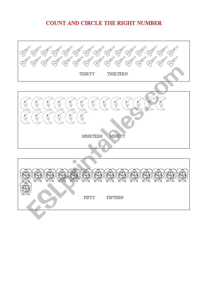 cuont and circle the right number