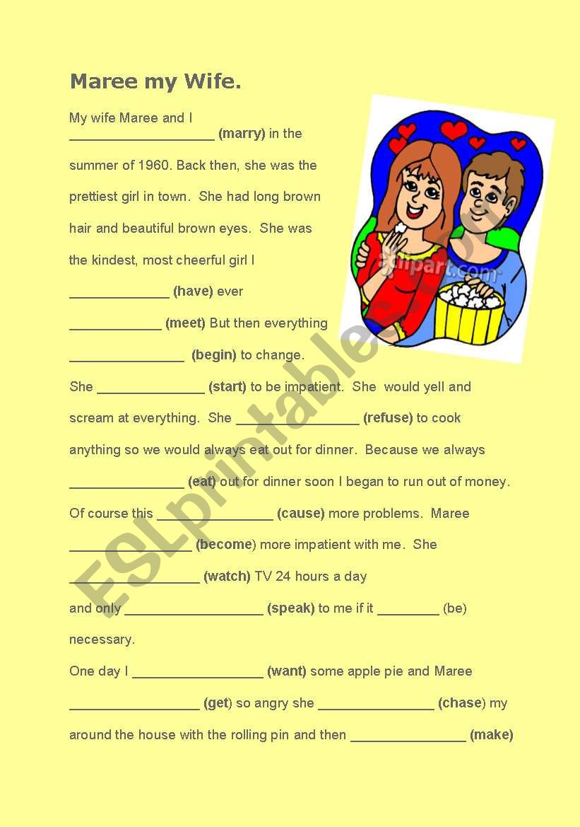 My wife Maree worksheet