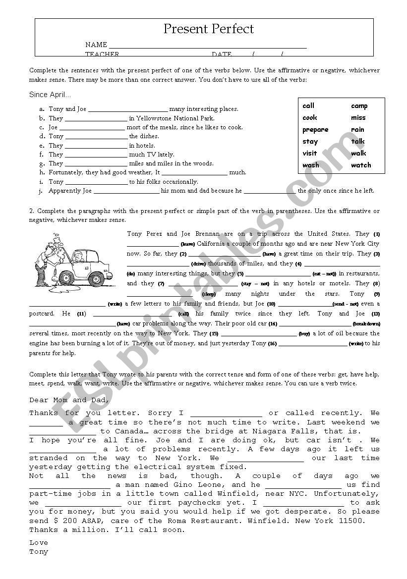 Present Perfect worksheet