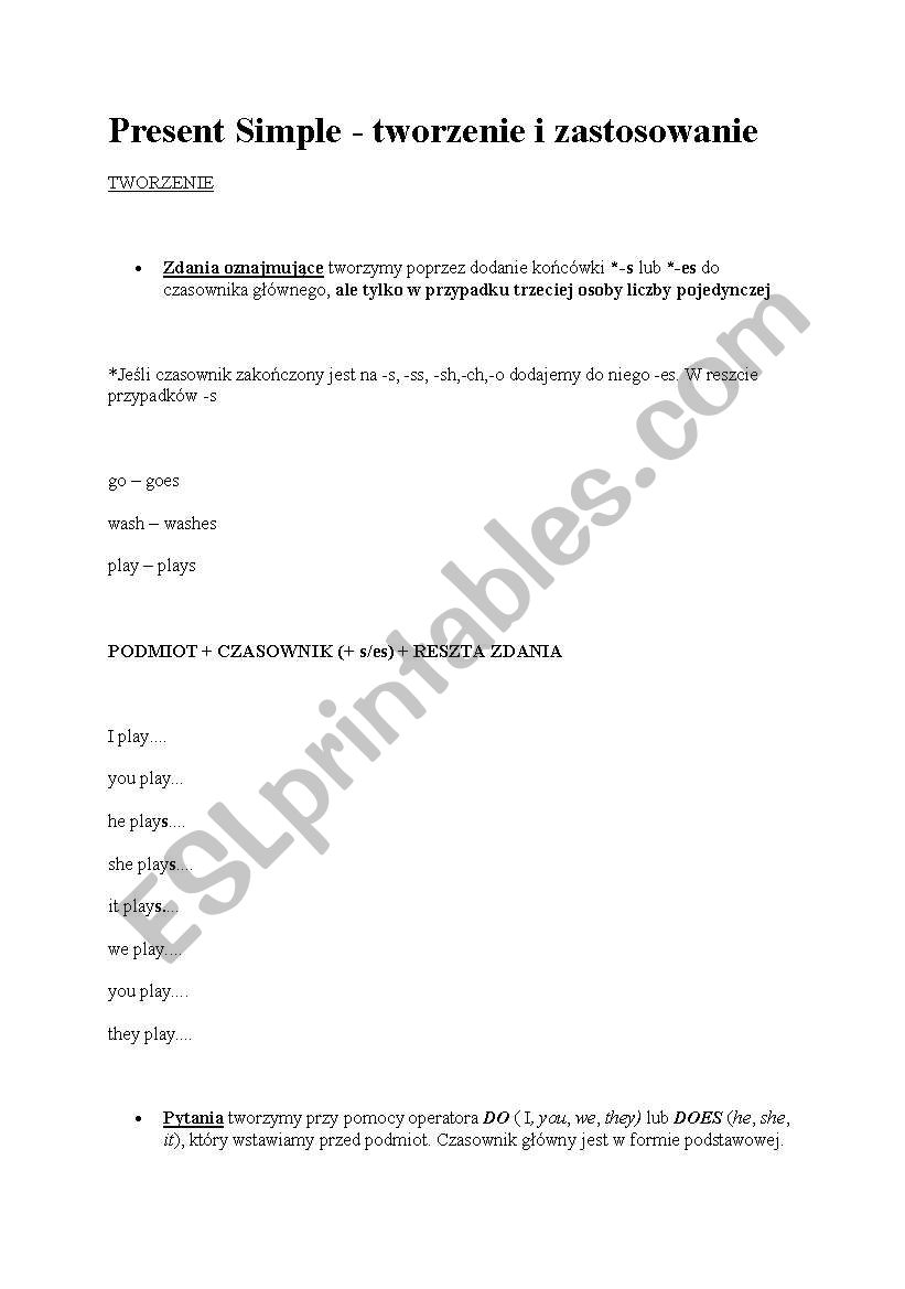 present simple worksheet