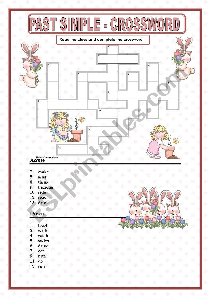 PAST SIMPLE - CROSSWORD worksheet