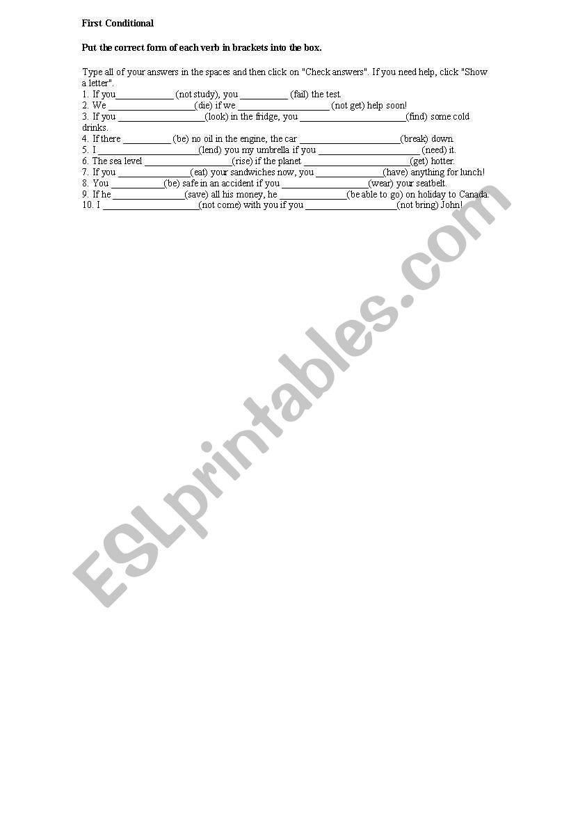 First conditional worksheet