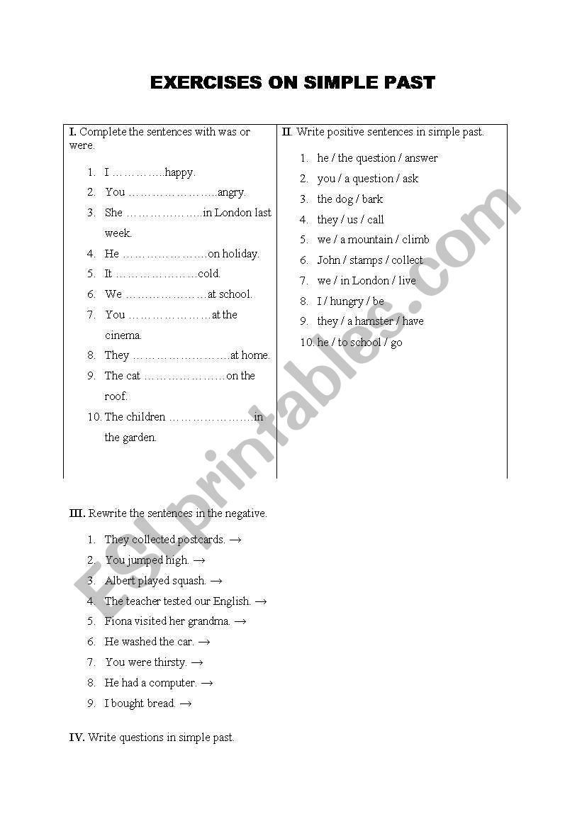 Past Simple worksheet