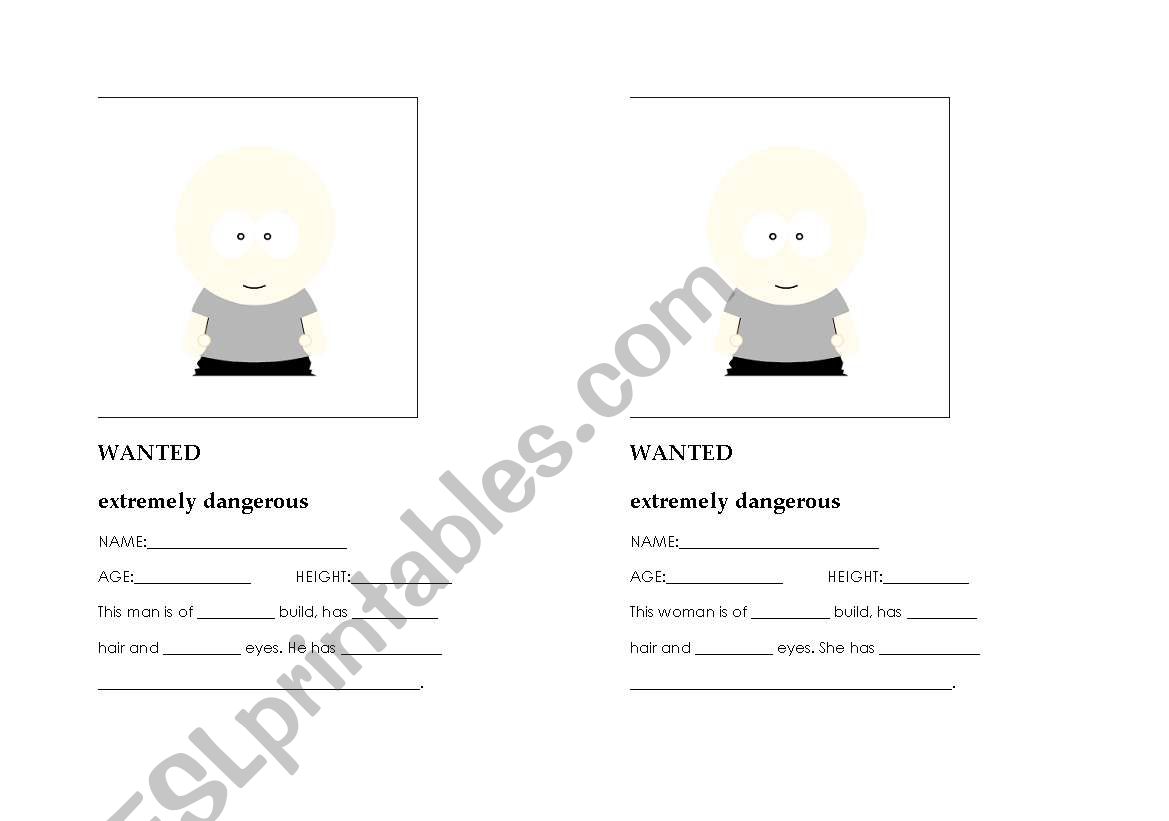 Wanted worksheet