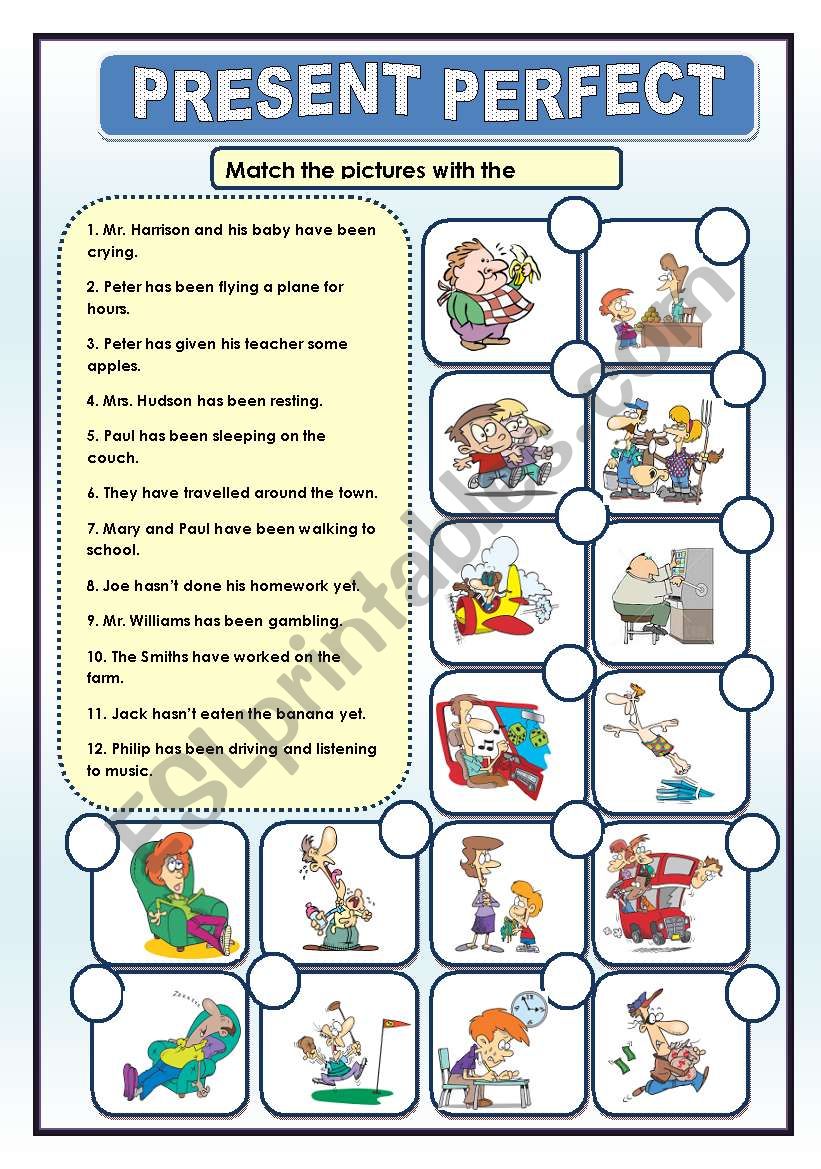 PRESENT PERFECT - MATCHING worksheet