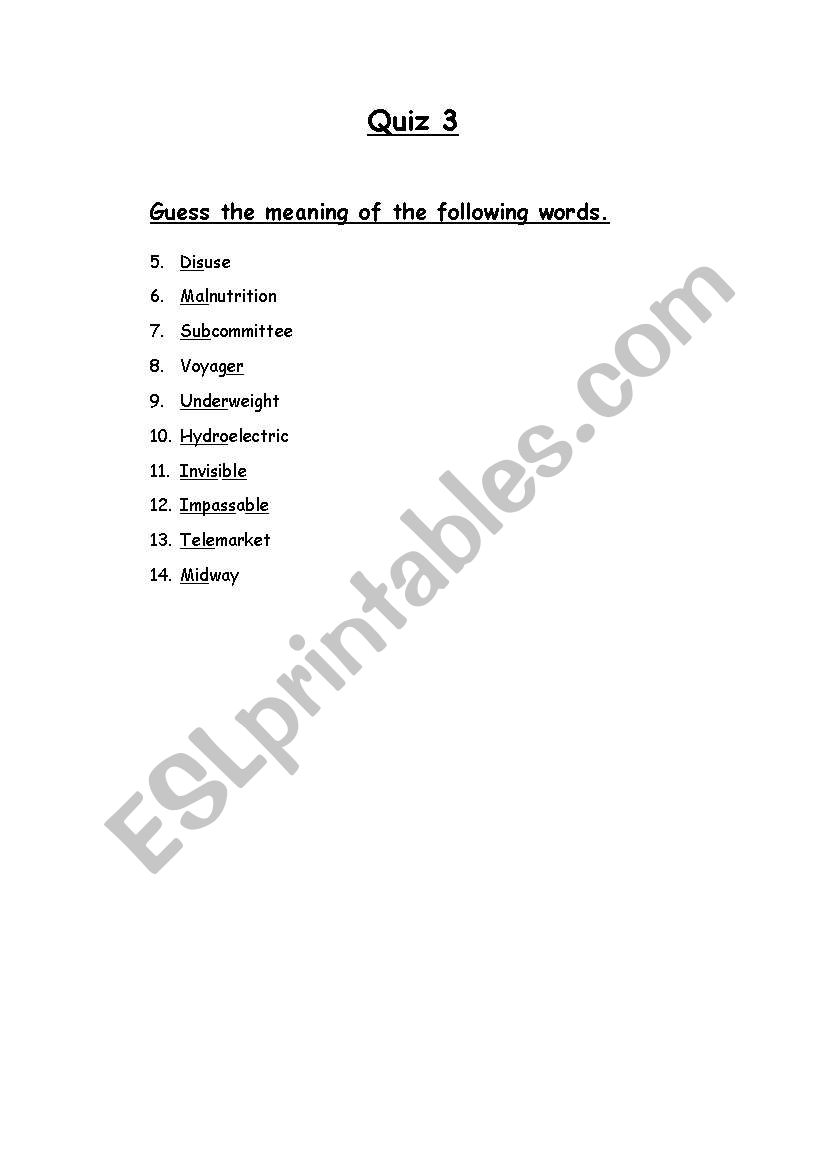prefix - suffix worksheet