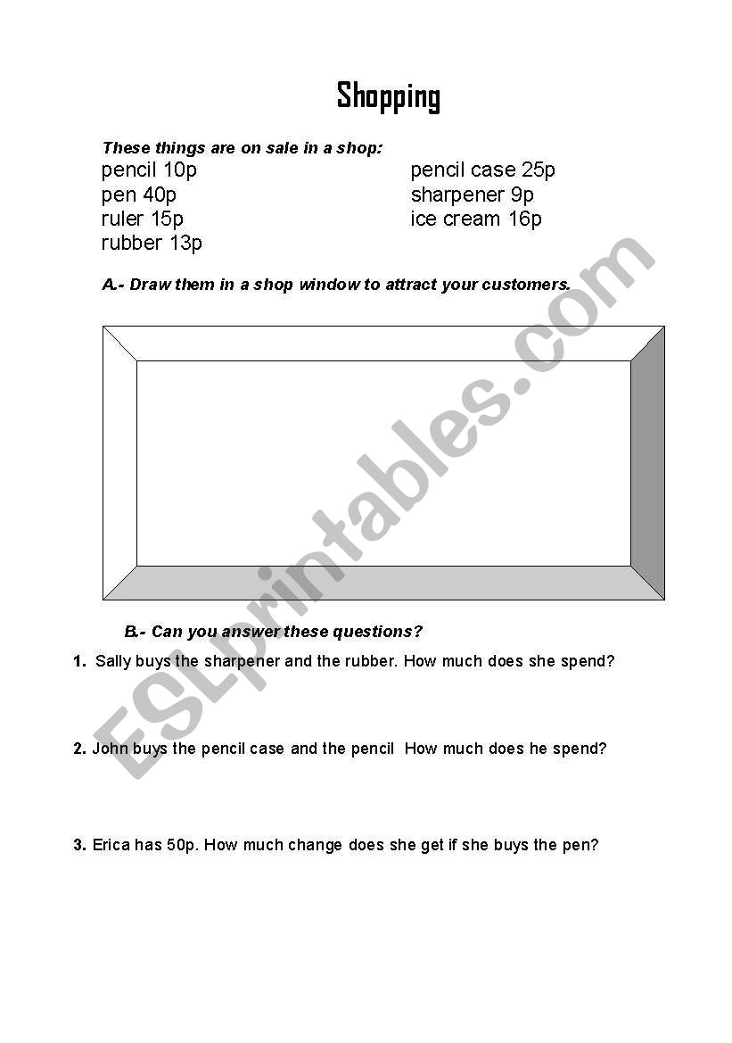 Shopping worksheet