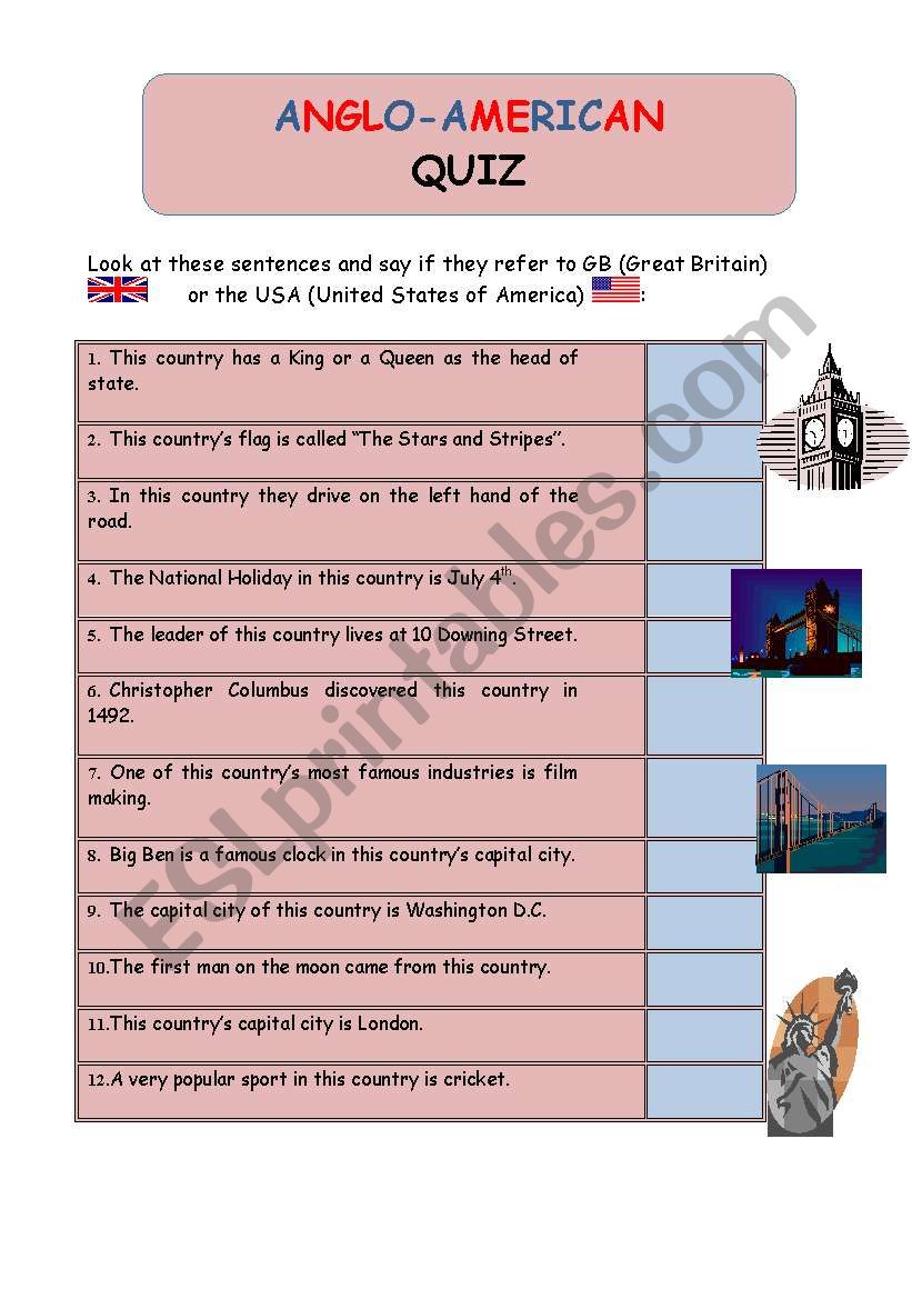 Ango American Quiz worksheet