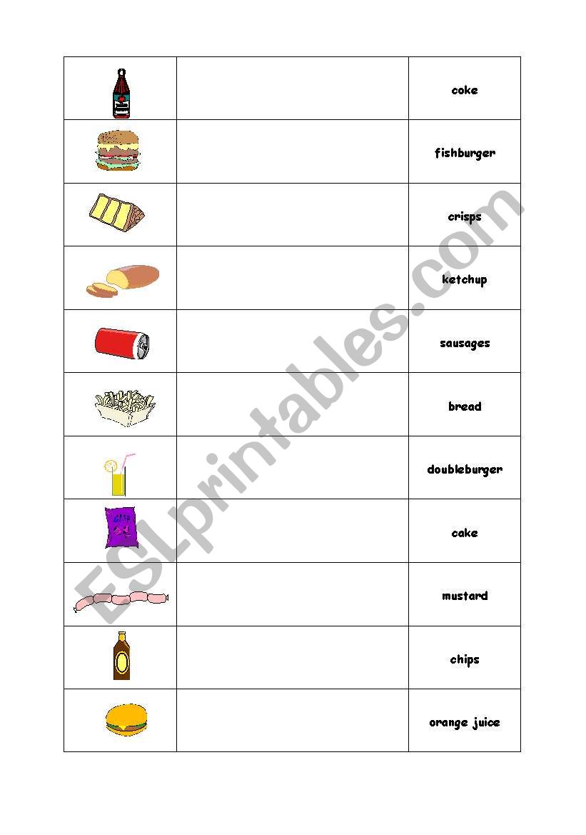 food and drink  worksheet