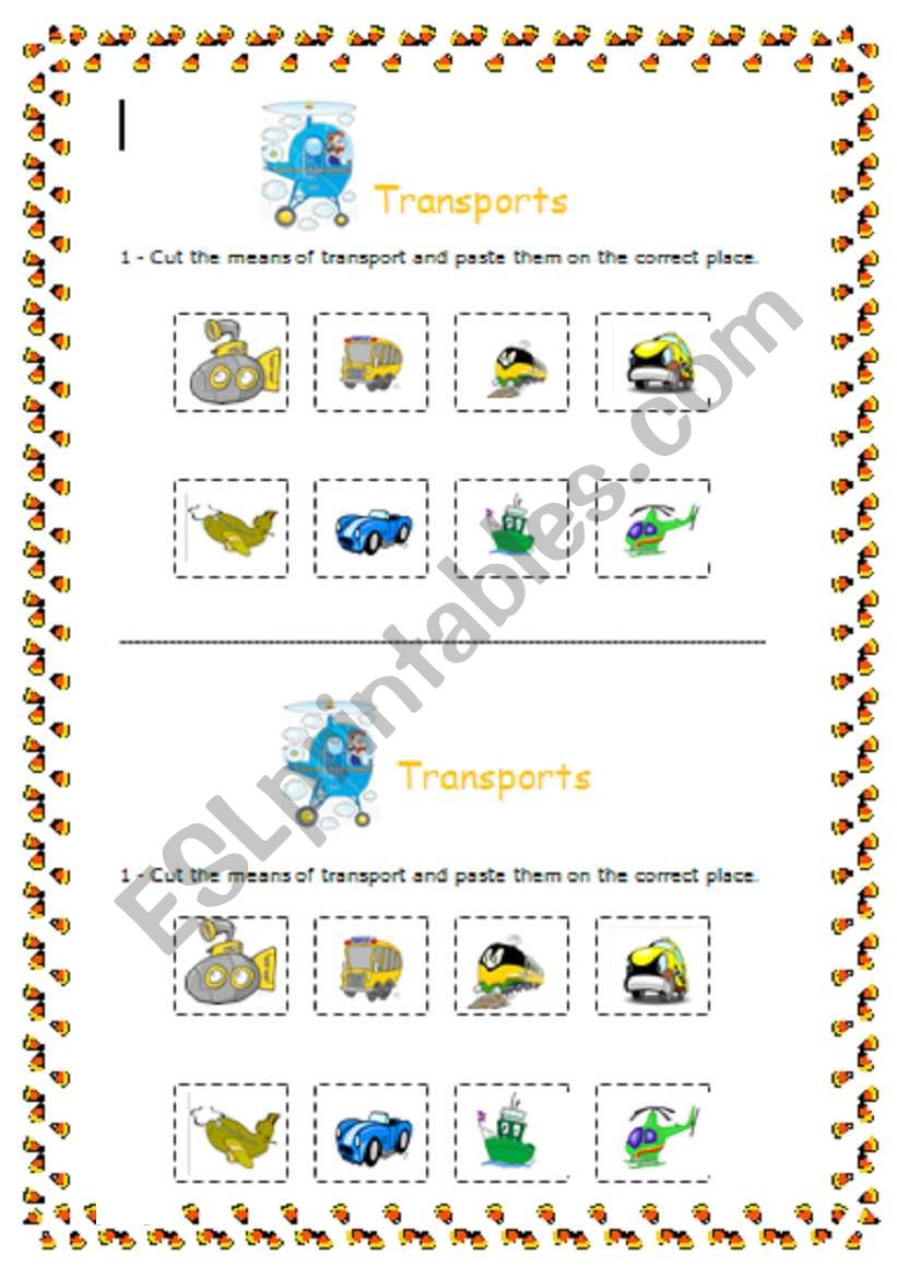 transports - part 1 worksheet