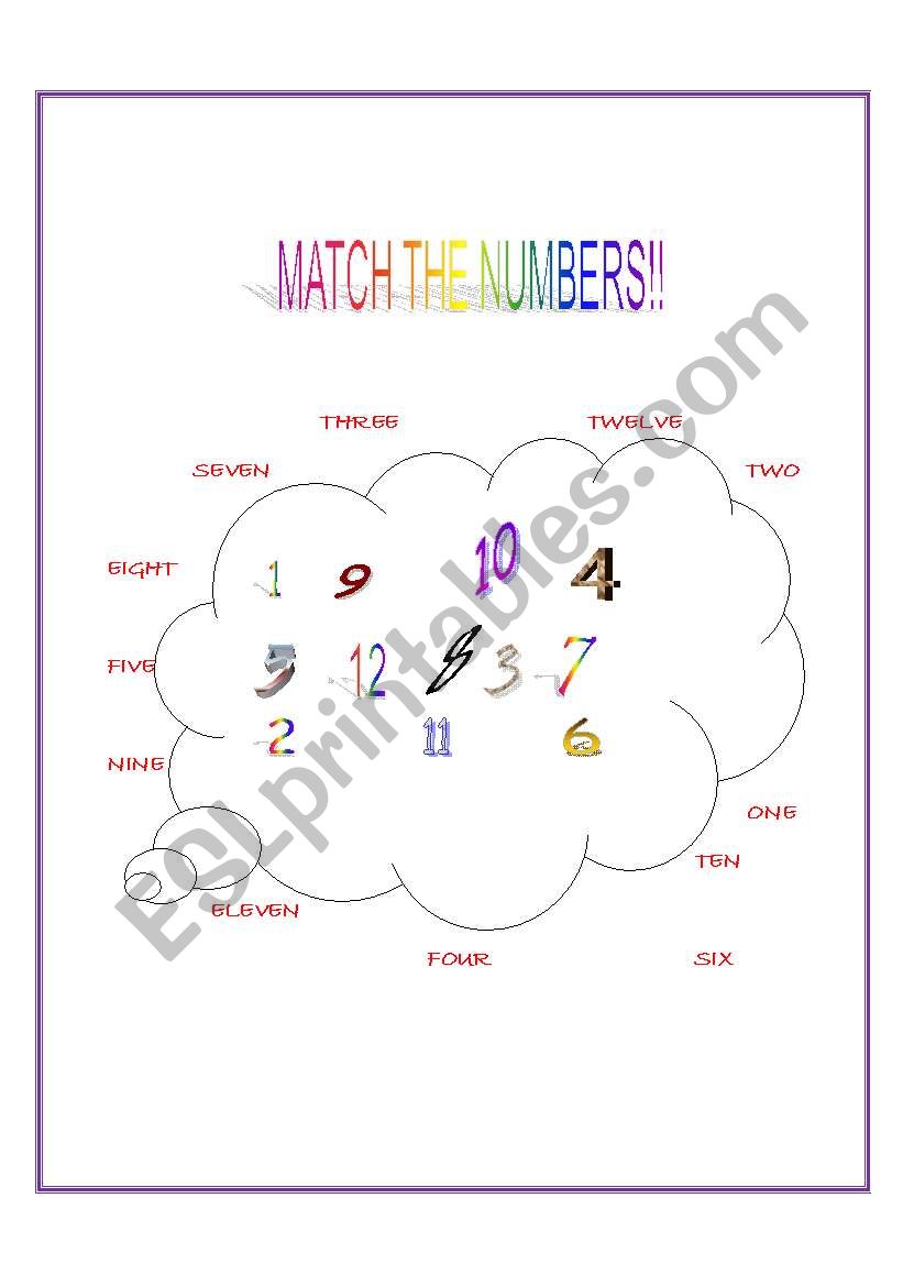 numbers 1 - 12 worksheet