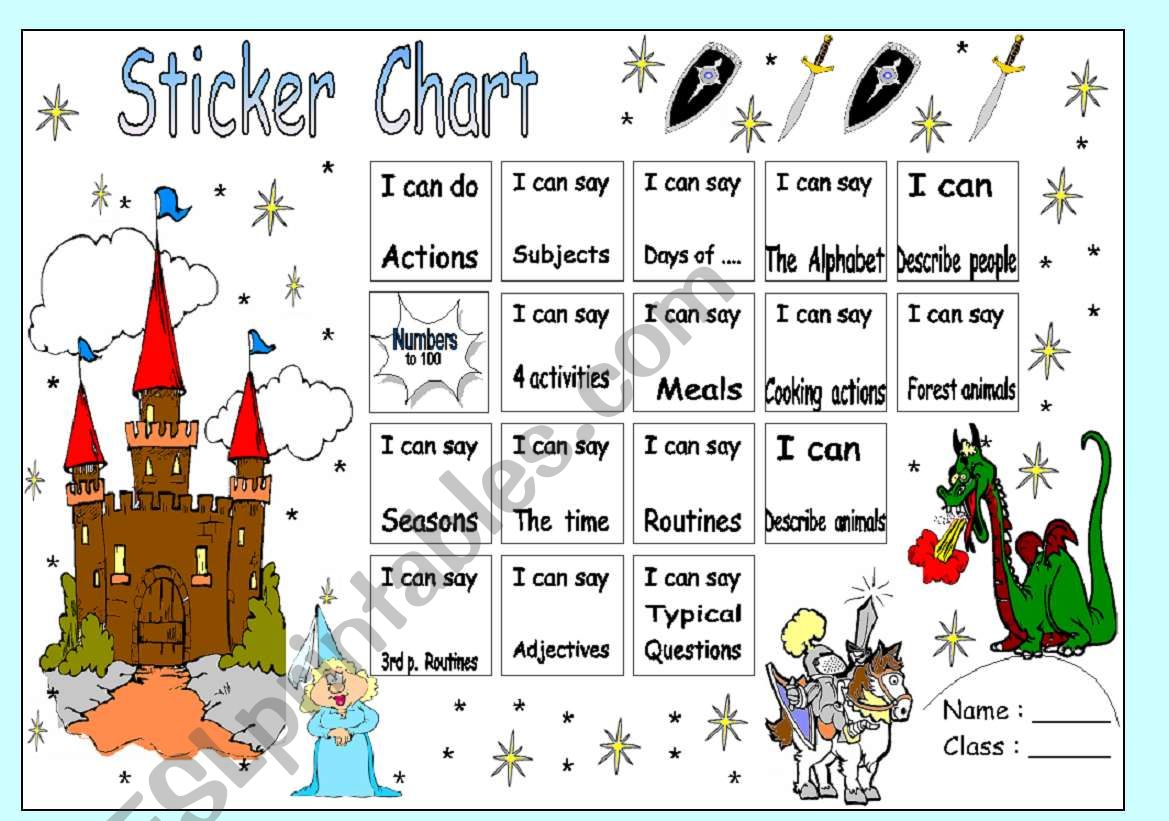 Sticker chart Coloured for teachers