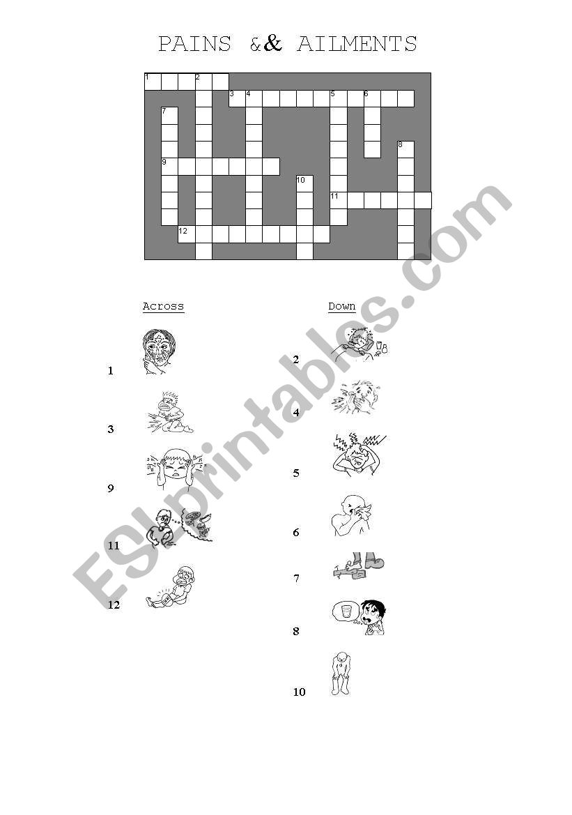 Pains & Ailments worksheet