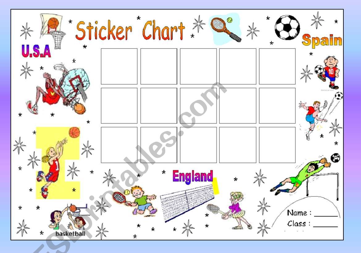 Sticker chart with white square