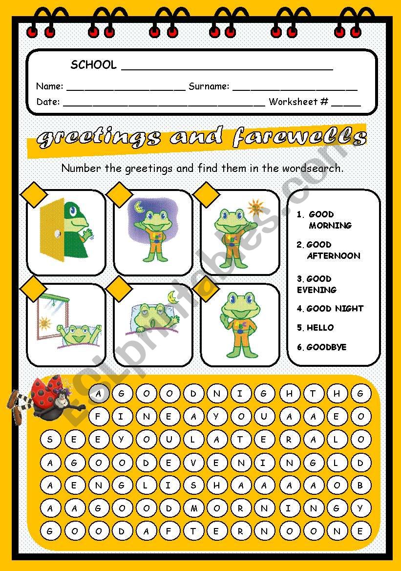 GREETINGS WORKSHEET worksheet